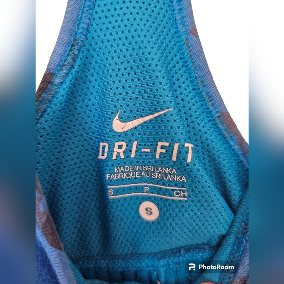 Nike Printed Dri-Fit Racer Back Tank Top Swoosh Blue Womens Size Small - Picture 3 of 3